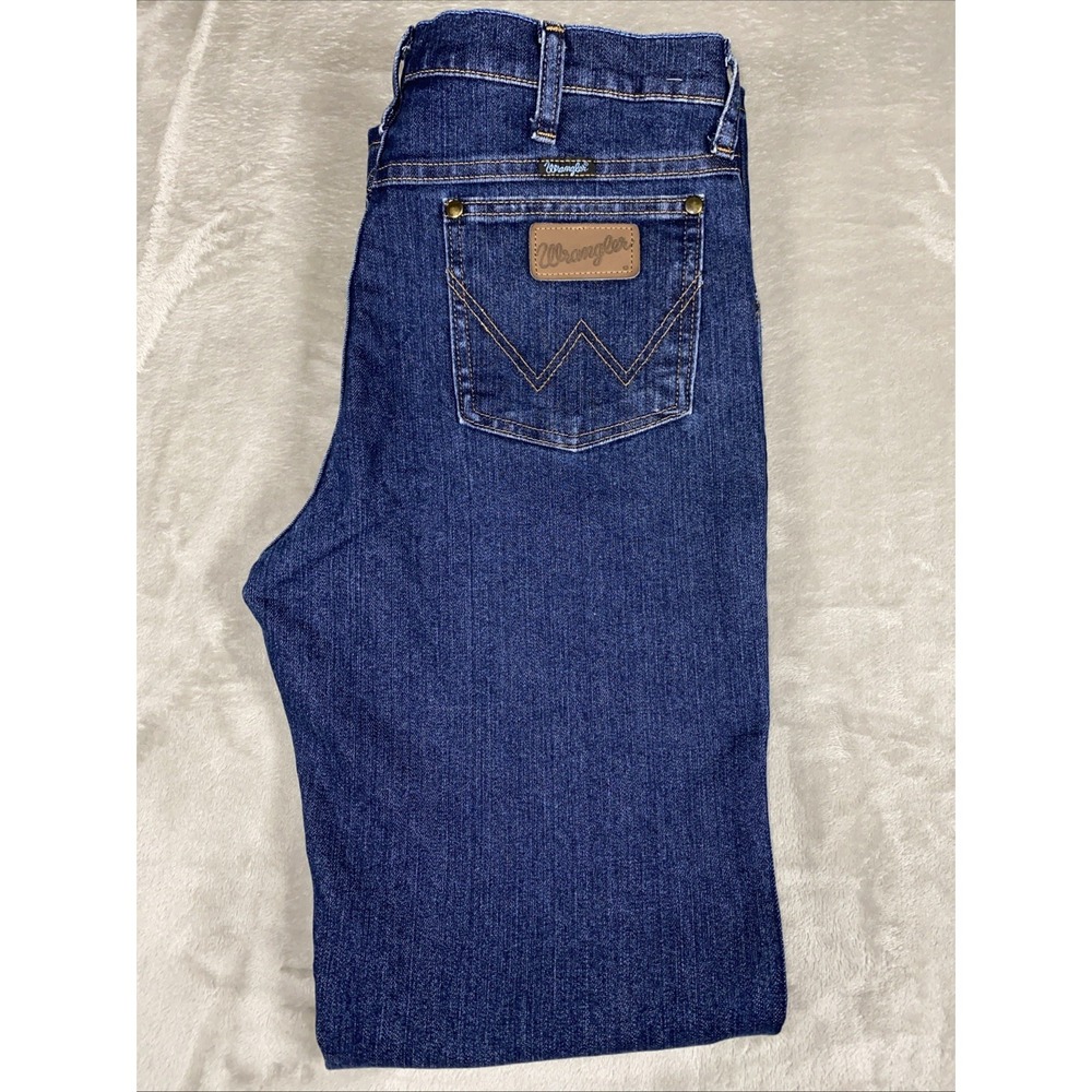 Wrangler Premium Performance Cowboy Cut Slim Fit Mens 31x34 Blue Western Denim